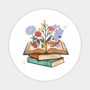 Cute Book And Wildflowers Lovers Gift Magnet